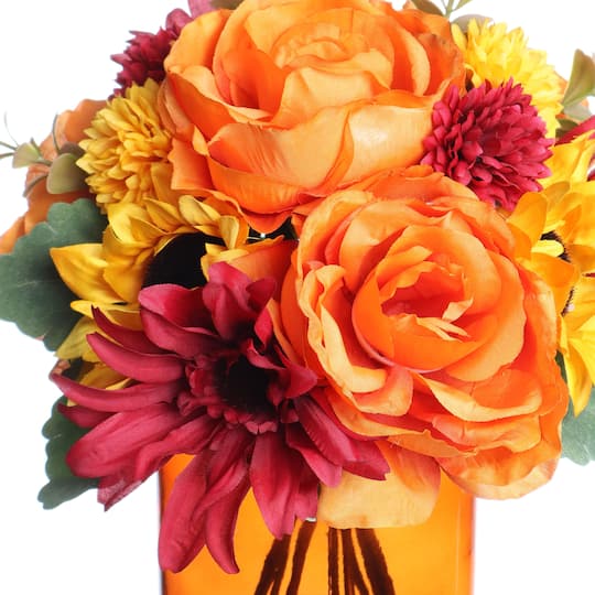 10.5" Orange Peony & Yellow Sunflower Mix Premade by Ashland®